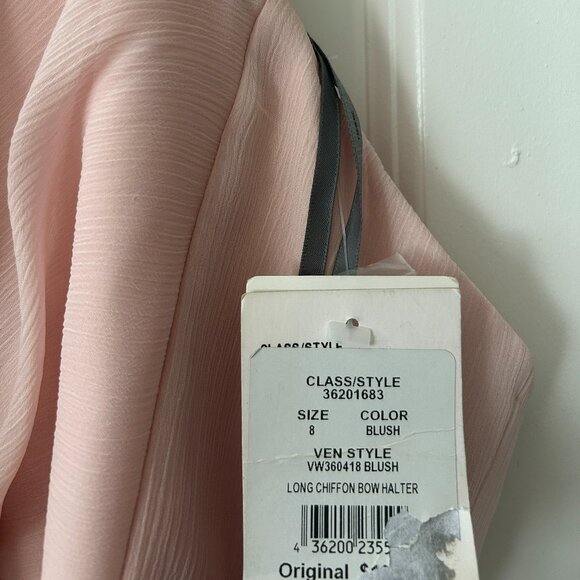 Vera Wang NWT - Blush Chiffon Halter Bridesmaid Dress – Size 8 - Picture 11 of 16